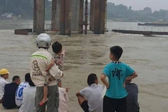 Hiện trường vụ đắm đò khiến 1 người mất tích tại Vĩnh Phúc. (Ảnh: PLO)