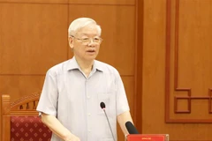 Tổng Bí thư Nguyễn Phú Trọng phát biểu chỉ đạo cuộc họp. (Ảnh: Phương Hoa/TTXVN)