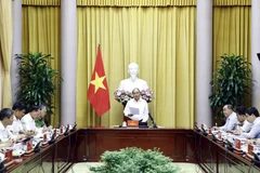 Chủ tịch nước Nguyễn Xuân Phúc phát biểu. (Ảnh: Thống Nhất/TTXVN)