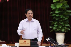 Thủ tướng Phạm Minh Chính kết luận buổi làm việc với lãnh đạo chủ chốt thành phố Đà Nẵng. (Ảnh: Dương Giang/TTXVN)