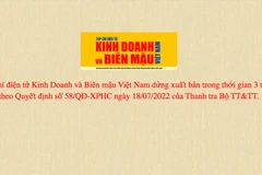 Thông báo trên trang chủ của tạp chí Kinh doanh và Biên nậu. (Ảnh: chụp màn hình)