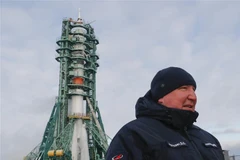 CEO tập đoàn vũ trụ Nga Roscosmos Dmitry Rogozin tại sân bay vũ Baikonur, Kazakhstan, ngày 8/12/2021. (Ảnh: AFP/ TTXVN)