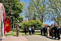 Các đại biểu thành kính tưởng niệm Chủ tịch Hồ Chí Minh. (Ảnh: Hồng Kỳ/Vietnam+)