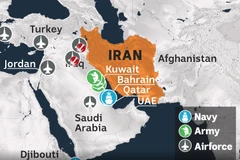 Iran bị "bao vây" bởi các căn cứ và cơ sở quân sự của Mỹ. (Nguồn: abc.net.au)