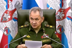 Bộ trưởng Quốc phòng Nga Sergei Shoigu phát biểu tại cuộc họp ở Moskva, ngày 19/4/2022. (Ảnh: AFP/TTXVN)