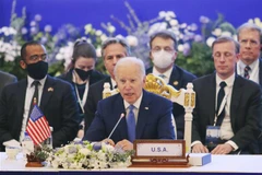 Tổng thống Mỹ Joe Biden phát biểu tại Hội nghị Cấp cao Hiệp hội Các quốc gia Đông Nam Á (ASEAN)-Mỹ lần thứ 10 ở Phnom Penh, Campuchia ngày 12/11/2022. (Ảnh: Kyodo/TTXVN)