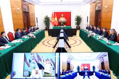 Thường trực Ban Bí thư Võ Văn Thưởng phát biểu tại buổi hội đàm. (Ảnh: An Đăng/TTXVN)
