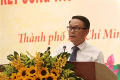 Ông Nguyễn Đức Lợi, Phó Chủ tịch Thường trực Hội Nhà báo Việt Nam phát biểu. (Ảnh: Thu Hương/TTXVN)