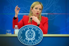  Thủ tướng Giorgia Meloni phát biểu tại cuộc họp báo ở Rome, Italy. (Ảnh: AFP/TTXVN)