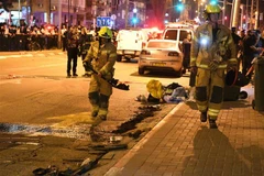 Cảnh sát điều tra tại hiện trường vụ xả súng ở Bnei Brak, ngoại ô Tel Aviv, Israel ngày 29/3/2022. (Ảnh: THX/TTXVN)