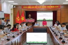 Thứ trưởng Bộ Văn hóa, Thể thao và Du lịch Trịnh Thị Thủy phát biểu tại buổi họp báo về Ngày hội giao lưu VH, TT và DL vùng biên giới Việt Nam-Lào lần thứ III. (Ảnh: Thanh Tùng/TTXVN)