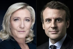 Tổng thống Pháp Emmanuel Macron (phải) và ứng cử viên Marine Le Pen. (Ảnh: AFP/TTXVN)
