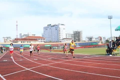 Các vận động viên tham gia thi đấu. (Ảnh: Tường Vi/TTXVN)