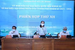 Quang cảnh Phiên họp XII của Ủy ban Bầu cử Thành phố Hồ Chí Minh. (Ảnh: Xuân Khu/TTXVN)