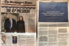Ảnh chụp bài báo trên tờ The Washington Times. (Ảnh: Hữu Hoàng/Vietnam+) 