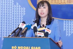 Người Phát ngôn Bộ Ngoại giao Lê Thị Thu Hằng trả lời các câu hỏi của phóng viên trong nước và quốc tế. (Ảnh: Doãn Tấn/TTXVN)