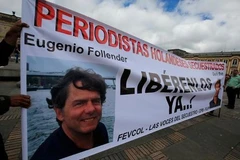 Biểu tình phản đối vụ ELN bắt giữ hai con tin người Hà Lan. (Nguồn: Yahoo)