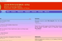 Giao diện trang web của Bộ Ngoại giao Triều Tiên.