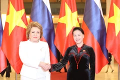 Chủ tịch Quốc hội Nguyễn Thị Kim Ngân và Chủ tịch Hội đồng Liên bang Nga Valentina Ivanovna Matvienko hội đàm. (Ảnh: Trọng Đức/TTXVN)