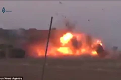 Khoảnh khắc quả bom phát nổ. (Nguồn: Qasioun News Agency)