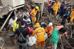 Hiện trường vụ lở đất ở Colombia. (Nguồn: AP)
