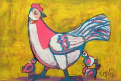 Tranh gà của họa sỹ Thành Chương.