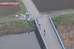 Nơi hung thủ giấu thi thể của bé Nhật Linh nhìn từ trên cao. (Ảnh chụp từ video của Đài NHK) 