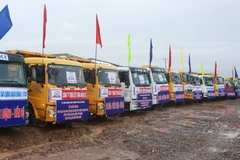 Máy móc, trang thiết bị phục vụ khởi công dự án. (Ảnh: Lâm Khánh/TTXVN)