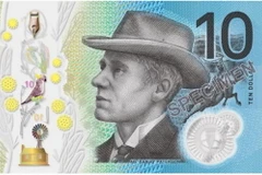 Tờ tiền mệnh giá 10 đôla mới của Australia. (Ảnh: Khánh Linh/Vietnam+)