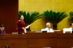 Chủ tịch Quốc hội Nguyễn Thị Kim Ngân phát biểu khai mạc phiên chất vấn. (Ảnh: An Đăng/TTXVN)