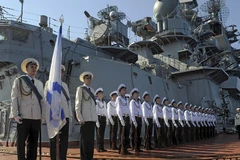 Tàu chiến Nga tại cảng Tartus. (Nguồn: Sputnik)