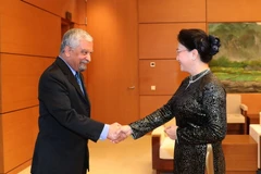 Chủ tịch Quốc hội Nguyễn Thị Kim Ngân tiếp ông Kamal Malhotra, Điều phối viên thường trú Liên hợp quốc, Trưởng Đại diện Chương trình Phát triển Liên Hợp quốc (UNDP) tại Việt Nam nhân dịp nhận nhiệm kỳ công tác. (Ảnh: Trọng Đức/TTXVN)