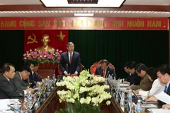 Ông Đinh Thế Huynh làm việc với Ban Thường vụ Tỉnh ủy tỉnh Hải Dương. (Ảnh: Phương Hoa/TTXVN)