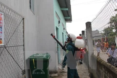 Xịt thuốc diệt muỗi, loăng quăng phòng virus Zika. (Ảnh: Bùi Như Trường Giang/TTXVN)