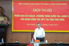 Thượng tướng Tô Lâm, Ủy viên Bộ Chính trị, Bộ trưởng Bộ Công an, Phó Trưởng Ban Chỉ đạo Trung ương về phòng, chống tham nhũng phát biểu tại buổi làm việc. (Ảnh: Nguyễn Công Hải/TTXVN)