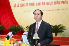 Chủ tịch nước Trần Đại Quang phát biểu chỉ đạo hội nghị. (Ảnh: Nhan Sáng/TTXVN)