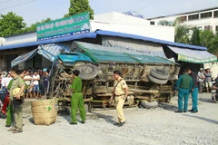 Hiện trường vụ tai nạn. (Ảnh: Nguyễn Văn Việt/TTXVN)