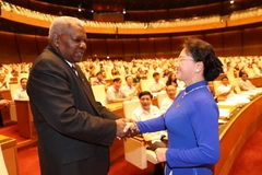 Chủ tịch Quốc hội Nguyễn Thị Kim Ngân và Chủ tịch Quốc hội Cuba Esteban Lazo Hernández. (Ảnh: Trọng Đức/TTXVN)