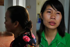 Chị Nguyễn Thị Nhài và Bùi Thị Hương, 2 trong số 19 cựu cán bộ chuyên trách dân số đang rơi vào hoàn cảnh bi đát sau kỳ tuyển dụng viên chức vừa qua tại huyện Thạch Thất, Hà Nội. (Ảnh: Võ Phương/Vietnam+)