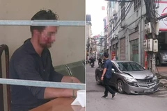 Nam thanh niên người nước ngoài đại náo phường Bồ Đề rạng sáng ngày 7/4 (Ảnh: Cộng tác viên)