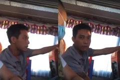 Tự nhận mình HIV, đối tượng này cầm bơm kim tiêm dính máu dọa dẫm trấn lột hành khách trên chuyến xe (Ảnh cắt từ video) 