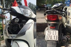 Trong lúc tìm đường thoát thân, nhóm thanh niên đã bỏ lại chiếc xe Honda SH mới bị đánh cắp. (Ảnh: Cơ quan chức năng cung cấp)