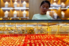 Một cửa hàng vàng ở Yangon của Myanmar. (Ảnh: THX/TTXVN)
