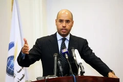 Con trai của cố lãnh đạo Libya Muammar Gaddafi, Saif al-Islam Gaddafi trong cuộc họp báo ở Tripoli, Libya ngày 23/3/2010. (Ảnh: EPA/TTXVN)