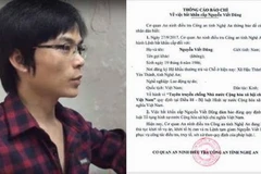 Nguyễn Viết Dũng và thông cáo báo chí của Cơ quan an ninh điều tra Công an tỉnh Nghệ An. (Nguồn: baonghean.vn)