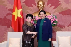Phó Chủ tịch Quốc hội Tòng Thị Phóng tiếp bà Margaret Chan, Tổng Giám đốc Tổ chức Y tế thế giới. (Ảnh: Phương Hoa/TTXVN)