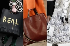 Túi xách cỡ lớn đổ bộ sàn diễn mùa mốt Thu Đông 2016 - từ trái qua: Gucci, Boss, Chanel. (Ảnh: Vogue)