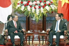 Chủ tịch nước Trần Đại Quang tiếp Ngài Oshima Tadamori, Chủ tịch Hạ viện Nhật Bản đang ở thăm chính thức Việt Nam. (Ảnh: Nhan Sáng/TTXVN) 