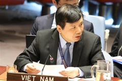 Đại sứ Việt Nam tại LHQ Đặng Đình Quý phát biểu tại phiên thảo luận. (Ảnh: Khắc Hiếu/TTXVN)