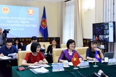 Cuộc họp trực tuyến Nhóm Phụ nữ ASEAN vì Hòa bình. (Ảnh: TTXVN phát)